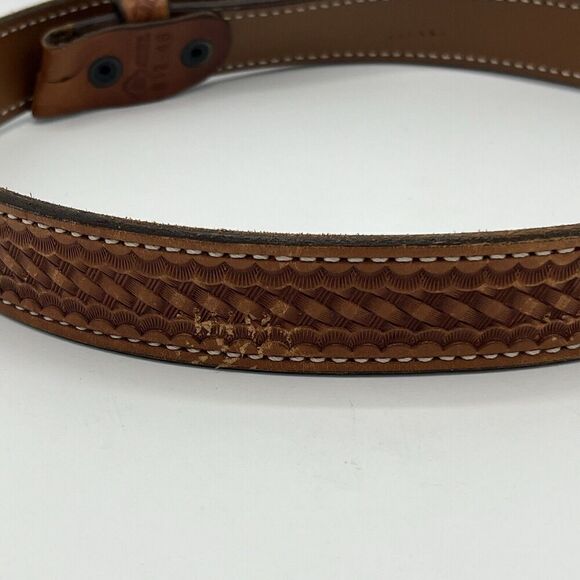 Brown Leather Faux-Braid Belt Men’s 46” - Picture 5 of 8